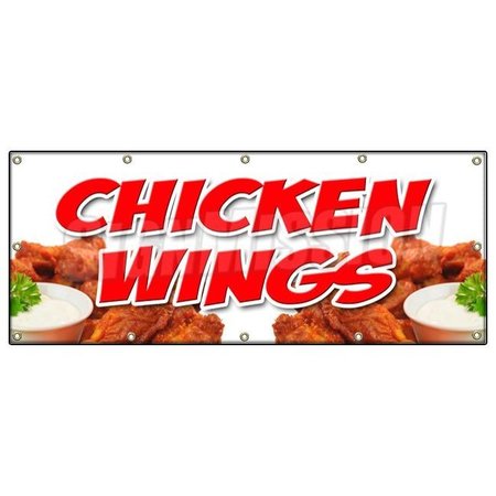 SIGNMISSION CHICKEN WINGSBANNER SIGN crispy spicy buffalo hot dipping sauce B-120 Chicken Wings